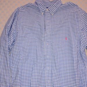 Ralph Lauren 2XLT blue and white checkered long sleeve button up